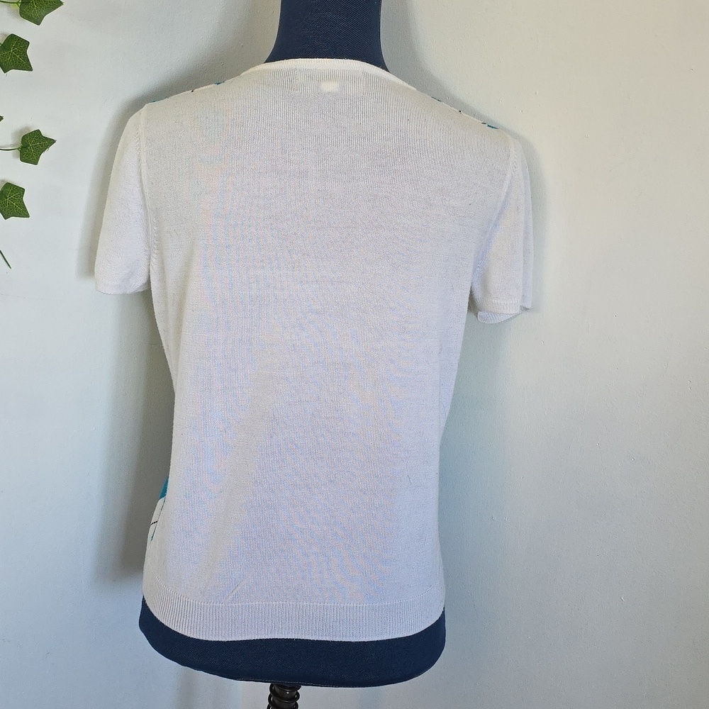 Requirements Shirt Sleeve Argyle Sweater V Neck - Picture 6 of 8